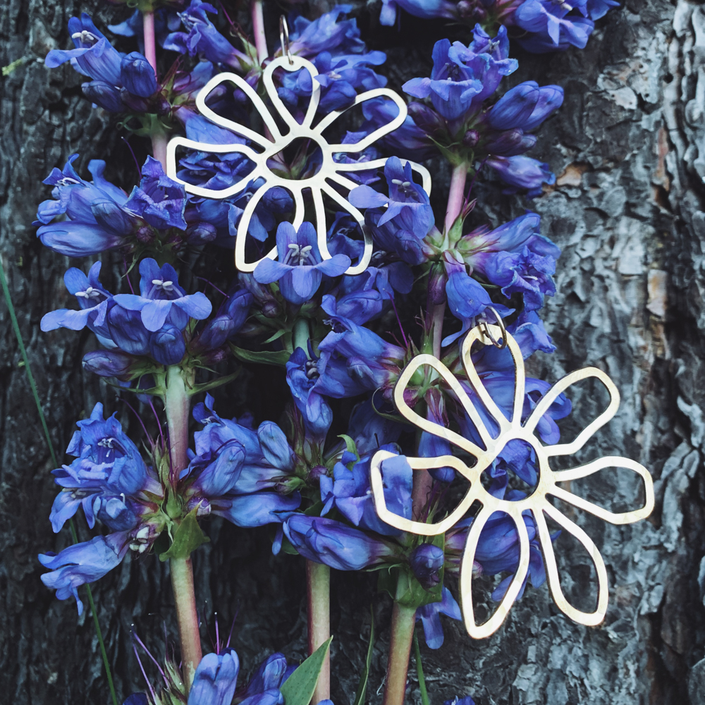 Silver flower earrings