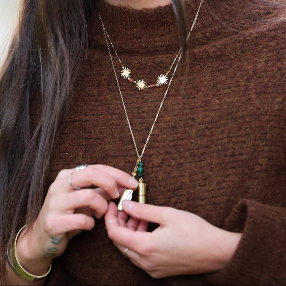 pocketknife and lighter necklace for camping and outdoor fun