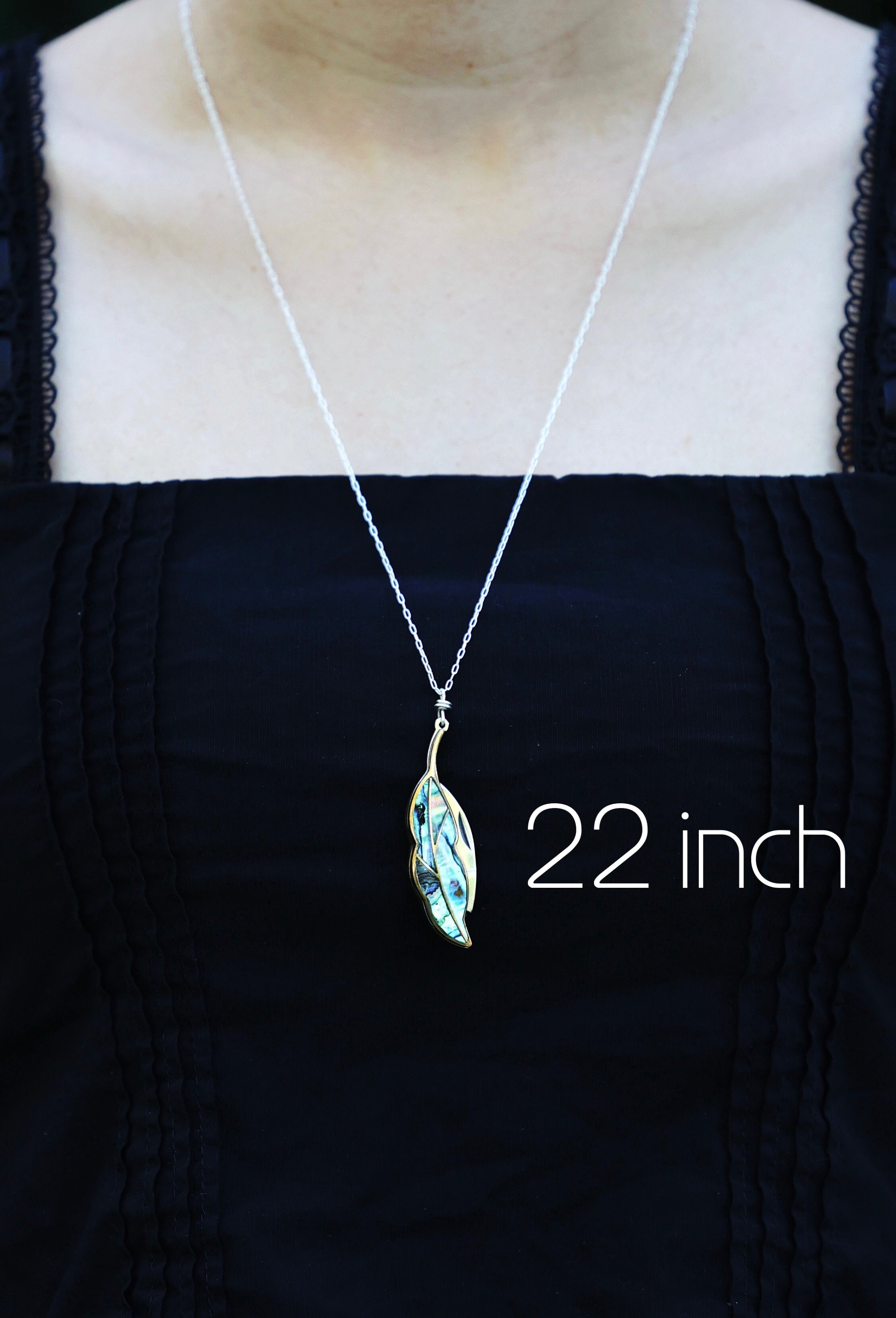 plume necklace 22" chain length