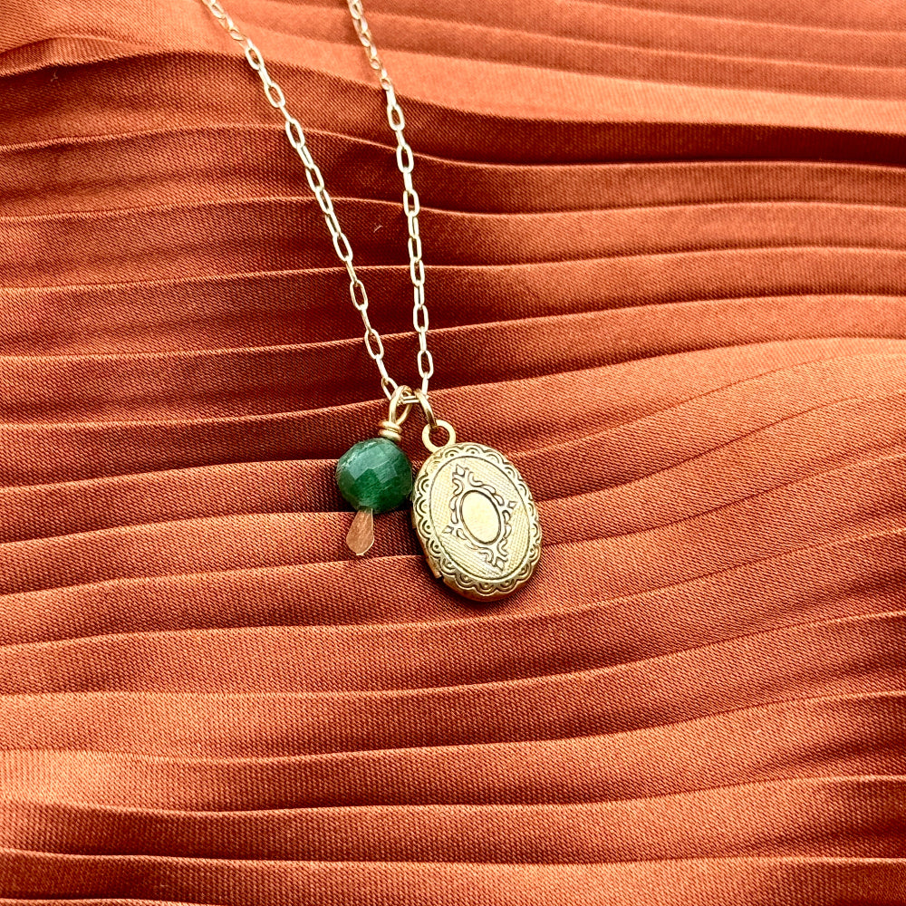 Capsule Locket Necklace (Emerald)