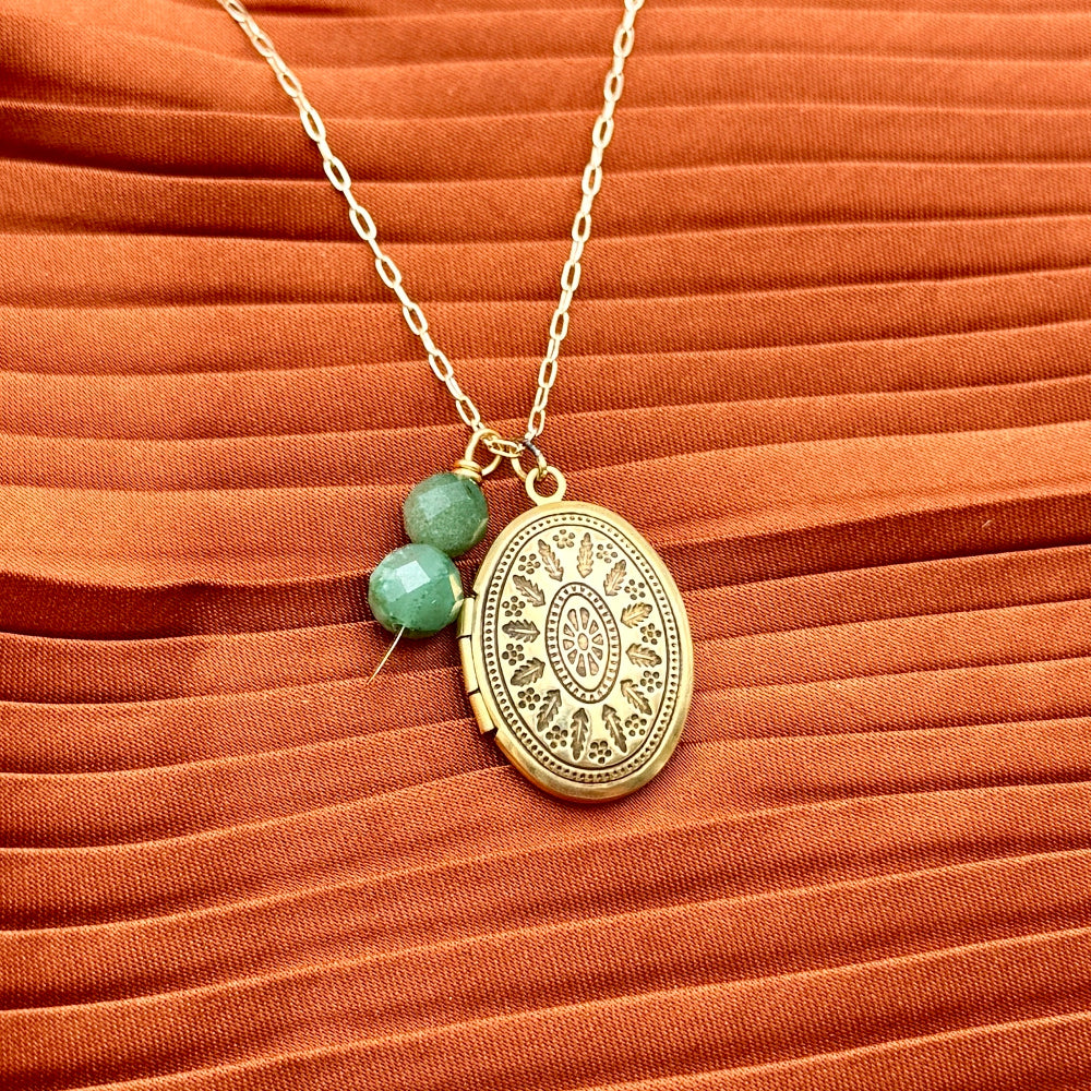 Capsule Locket Necklace (Emerald)