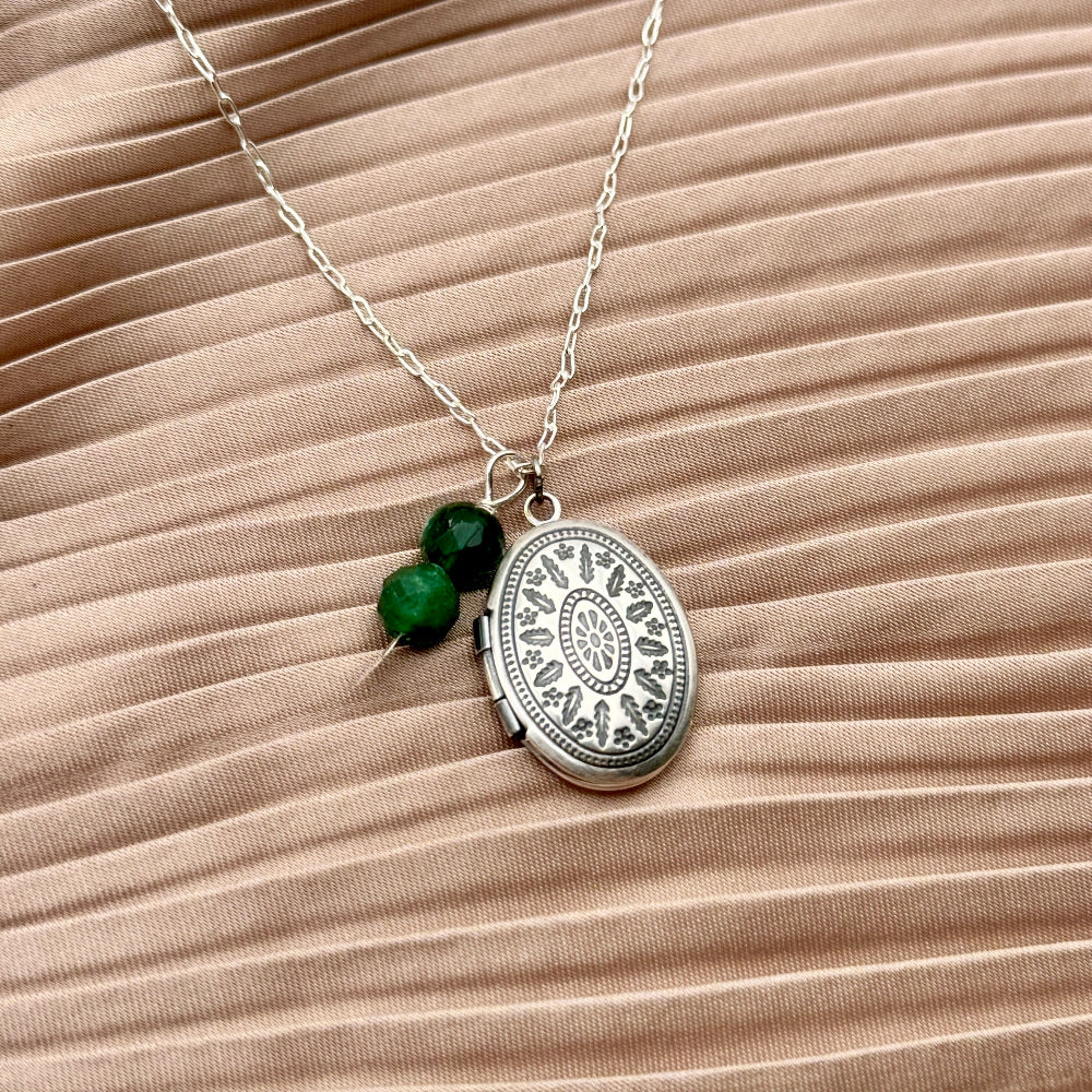 Capsule Locket Necklace (Emerald)