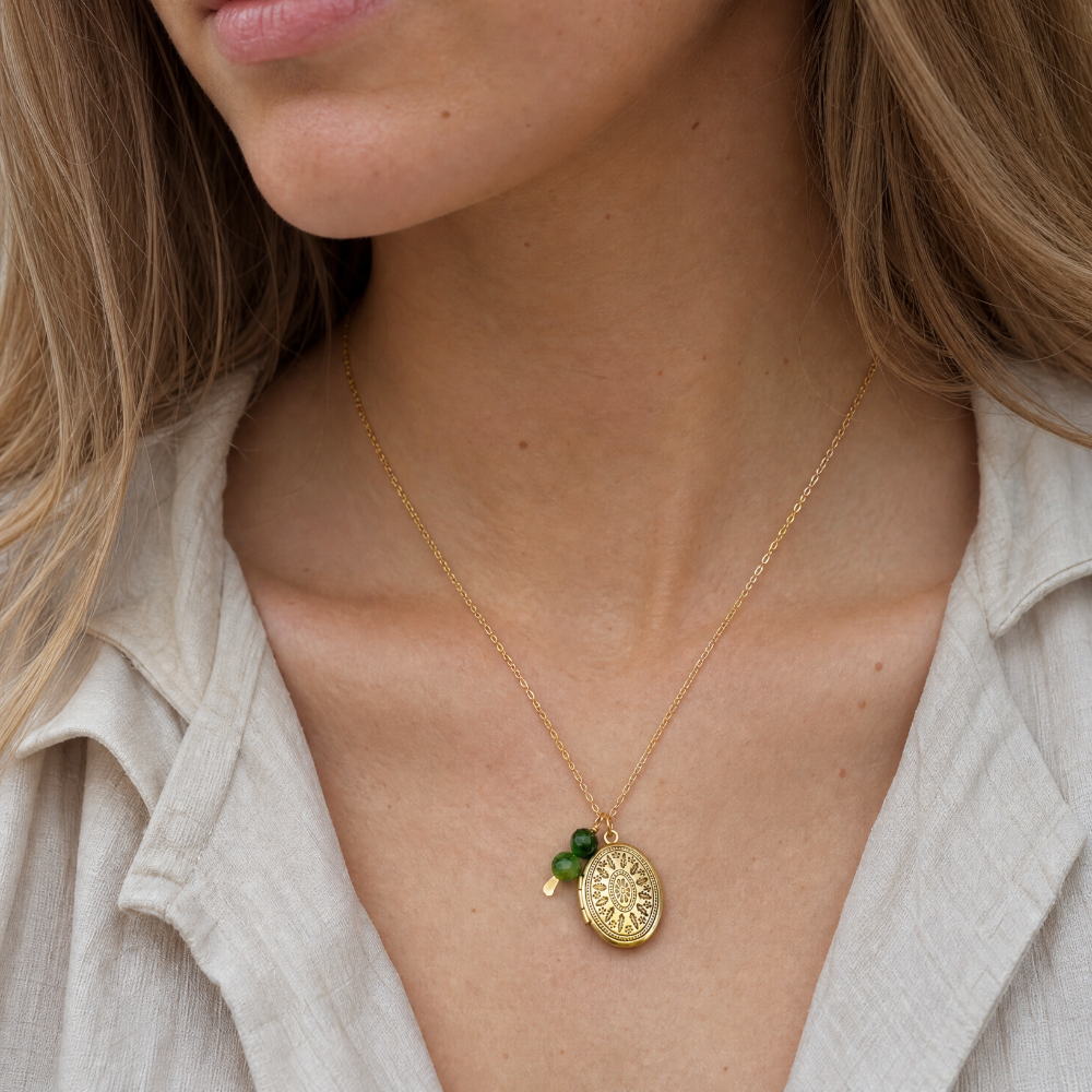 Capsule Locket Necklace (Emerald)