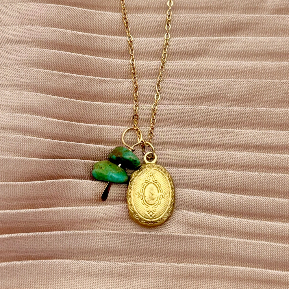 Capsule Locket Necklace (Turquoise)