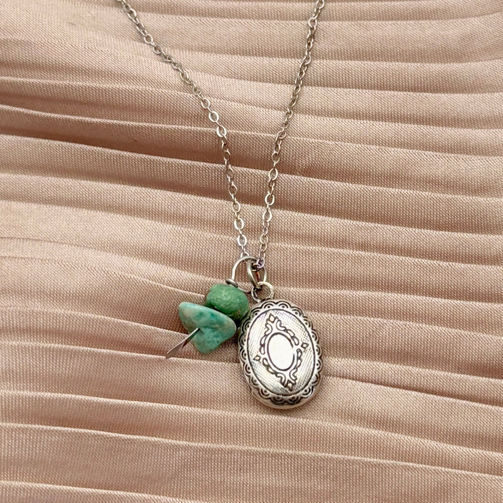 Capsule Locket Necklace (Turquoise)