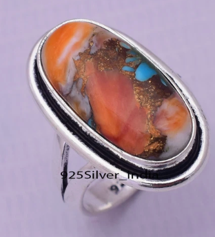 Oyster Turquoise Sterling Silver Ring sz. 8