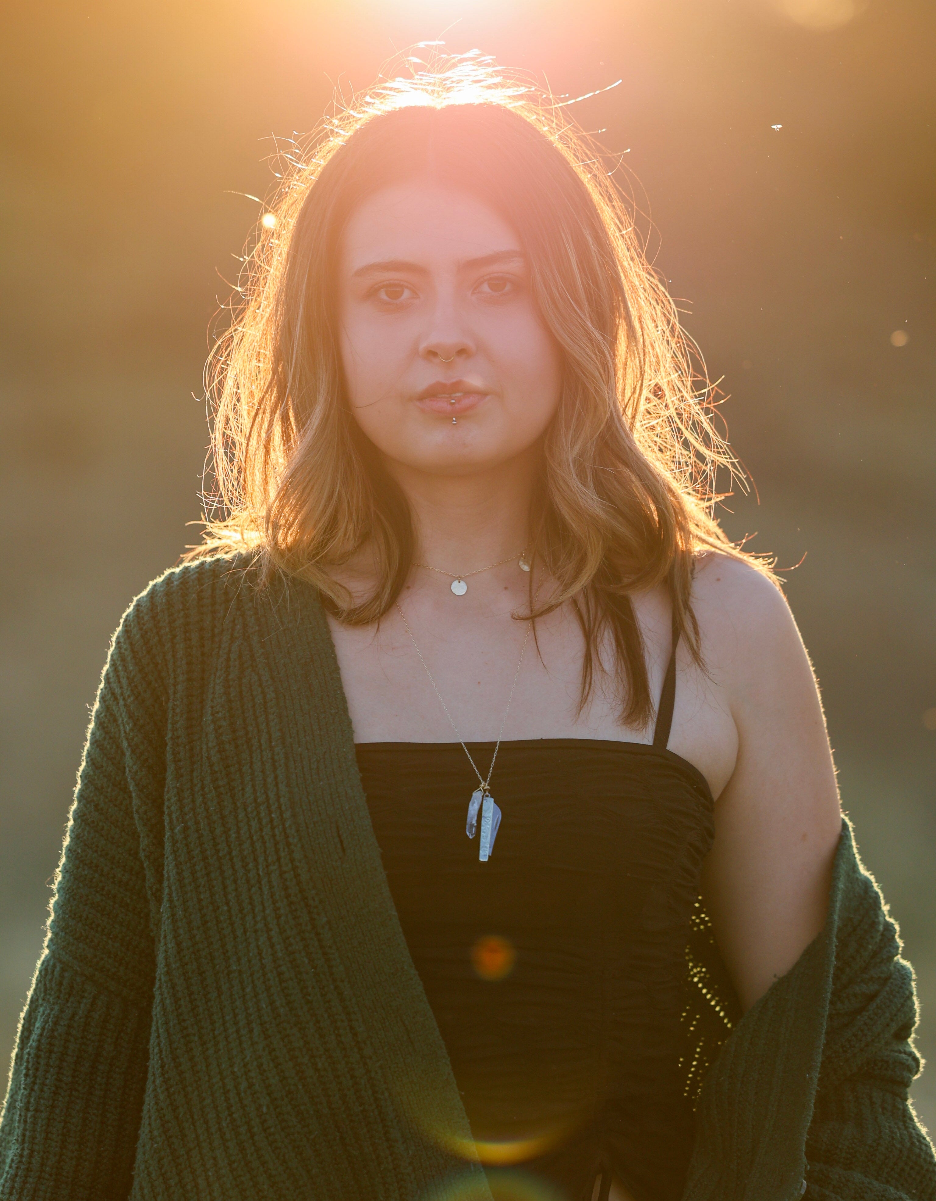 Amelia pocketknife necklace with quartz crystal
