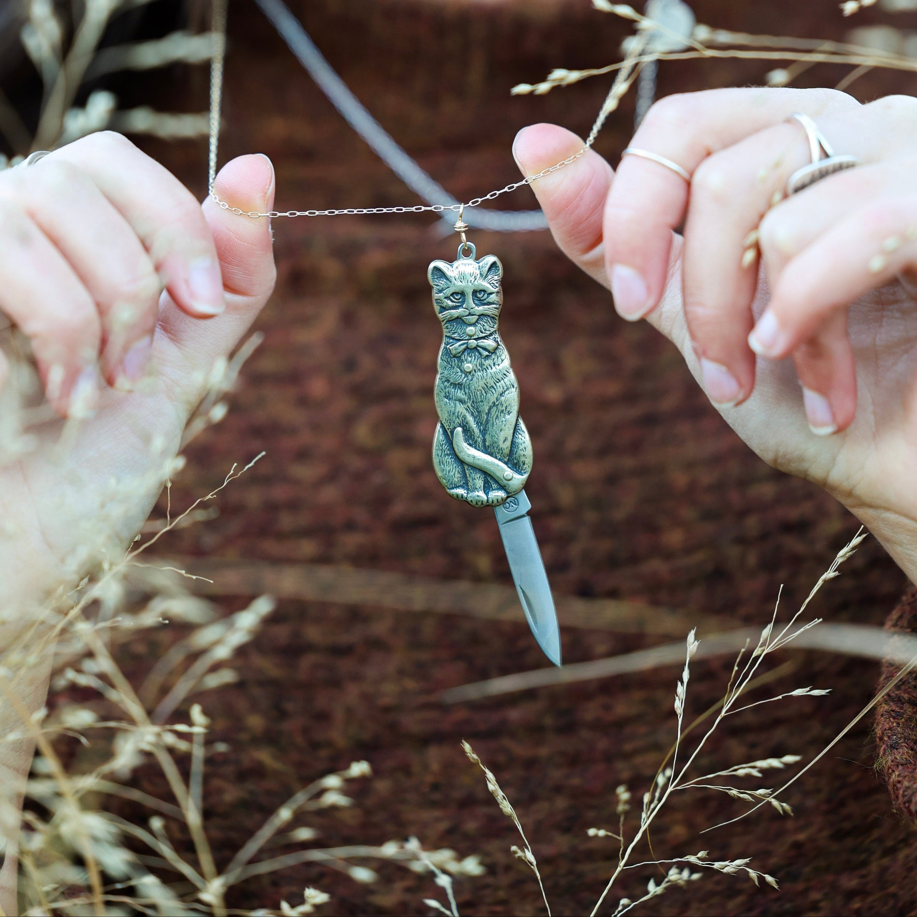 cat shaped pocketknife necklaces