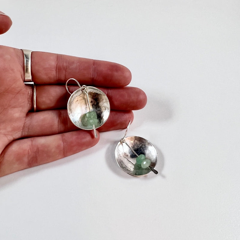 Aventurine Moon Earrings