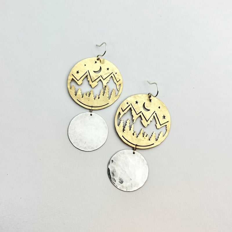 gold earrings with mountain silhouette 