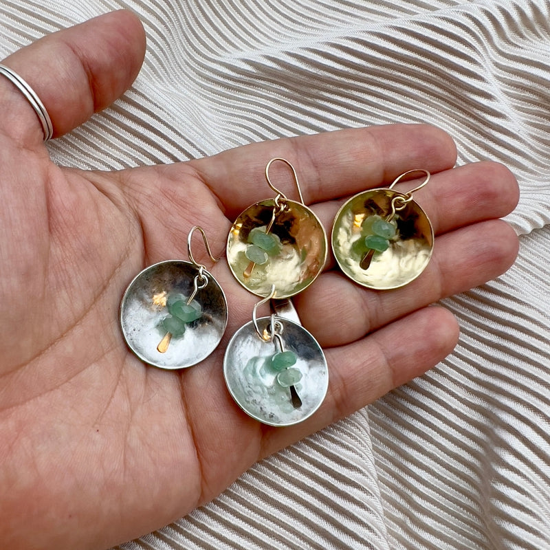 Aventurine Moon Earrings