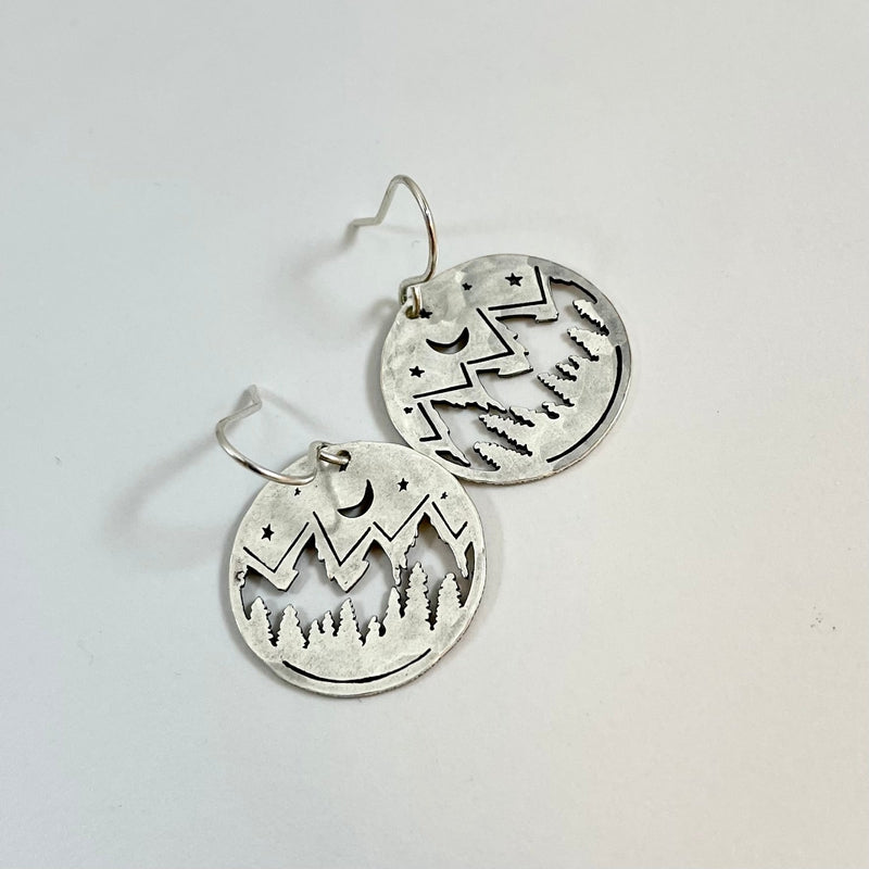 silver earrings with mountain silhouette