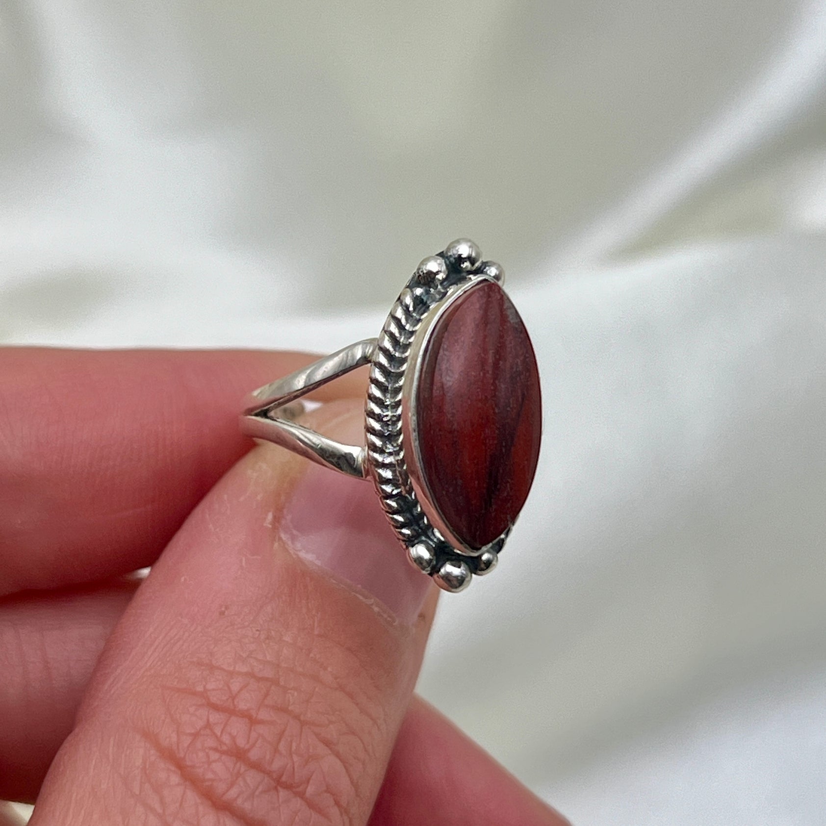 Red Moss Agate Ring: Size 6
