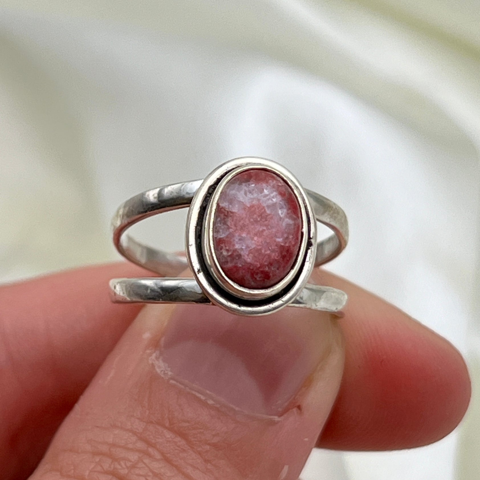 Pink Thulite Gemstone Ring: Size 6.5