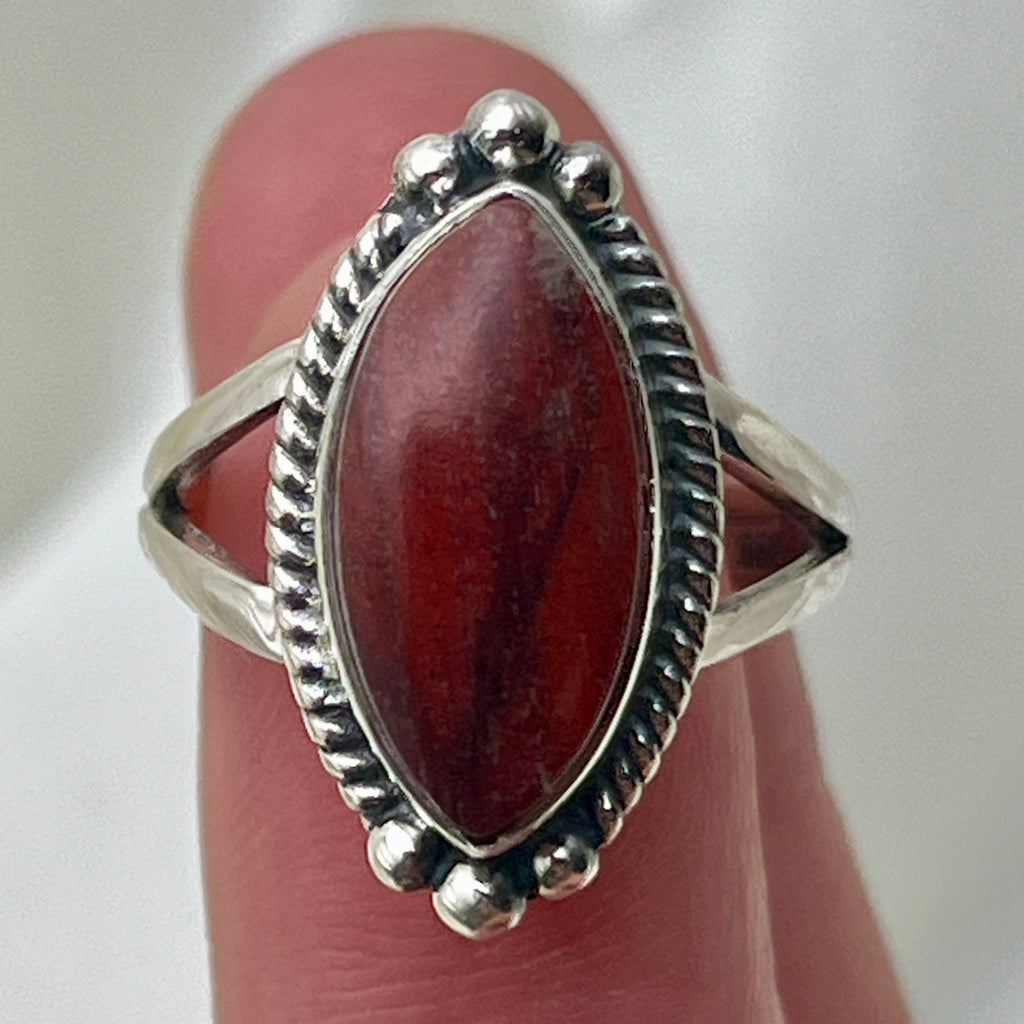 Red Moss Agate Ring: Size 6