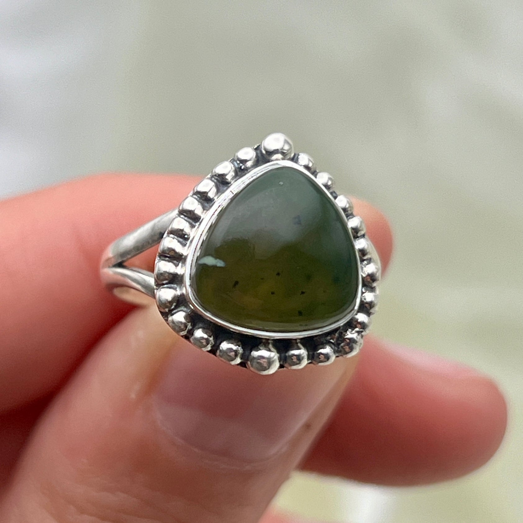 Nephrite Jade Gemstone Ring: Size 7