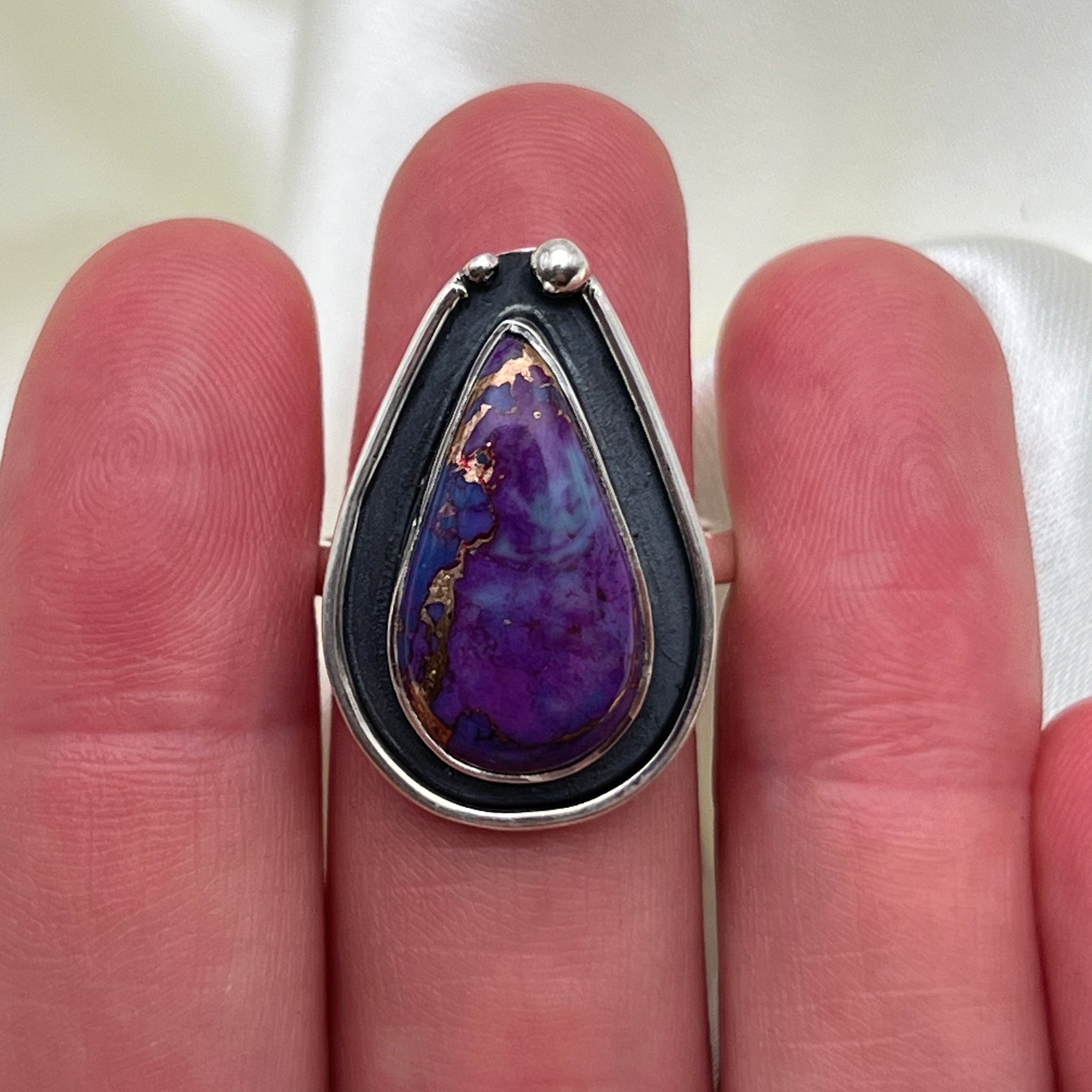 Purple Turquoise Gemstone Ring: Size 9