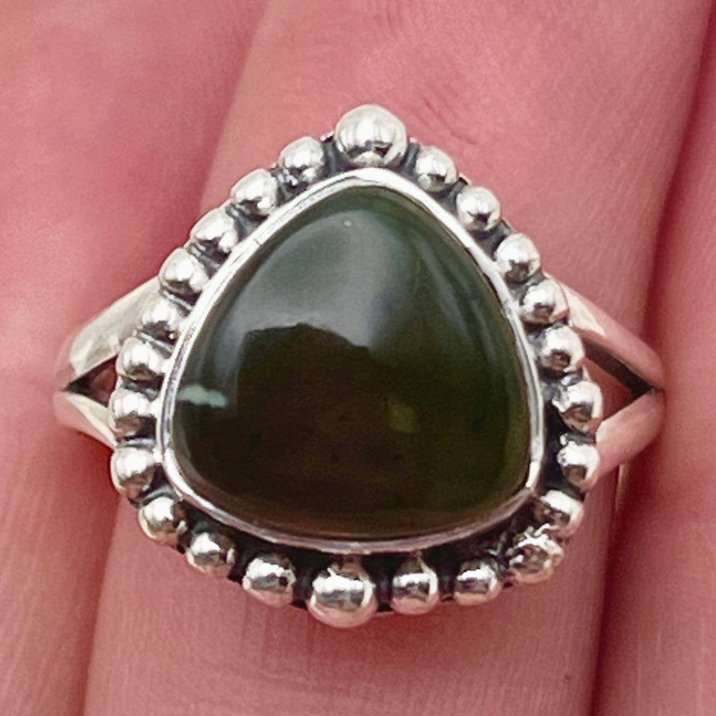 Nephrite Jade Gemstone Ring: Size 7