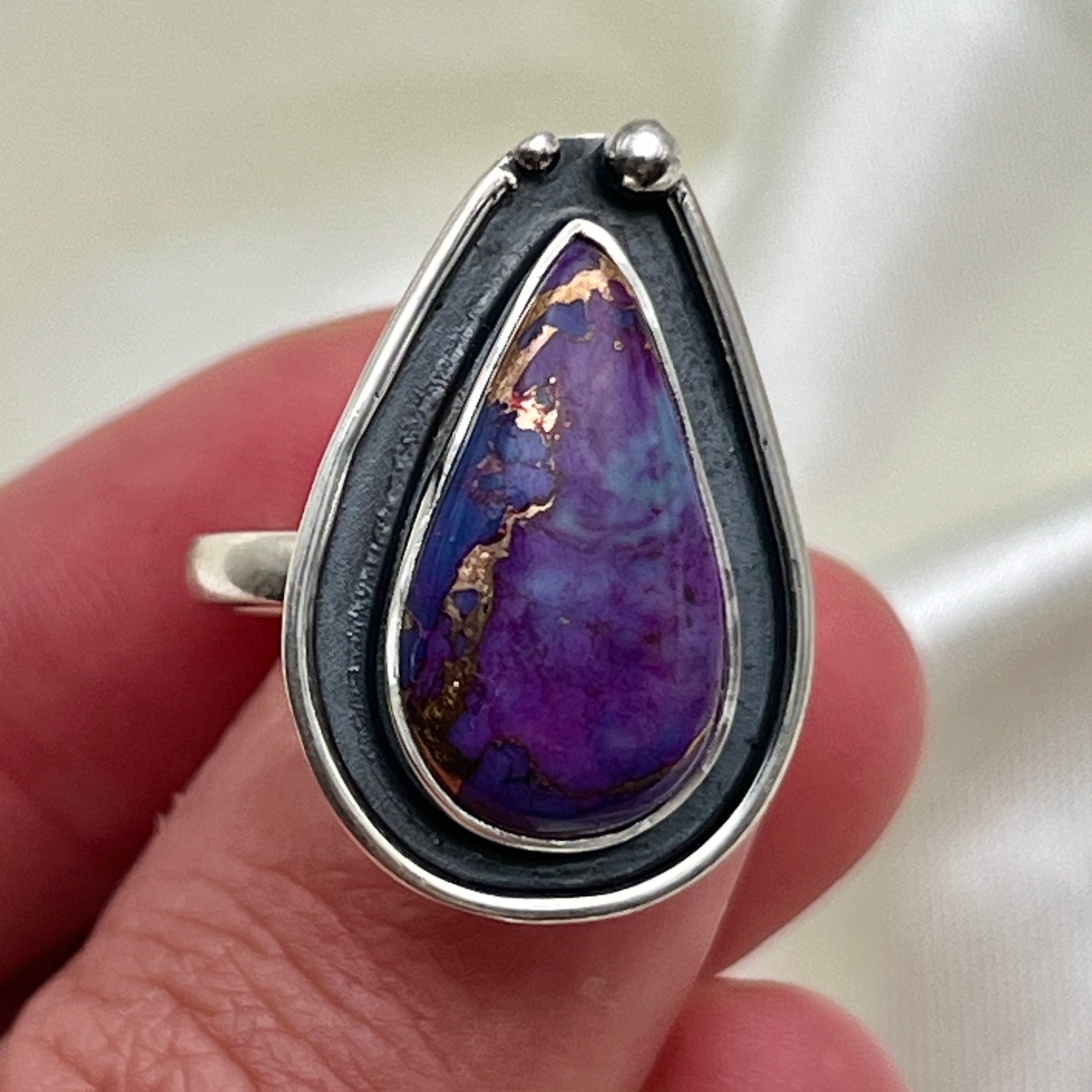 Purple Turquoise Gemstone Ring: Size 9