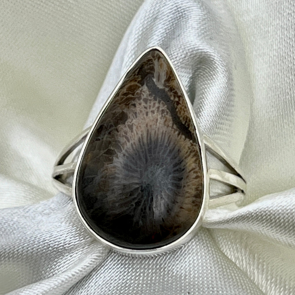 Flower Fossil Triple Band Ring: Size 10