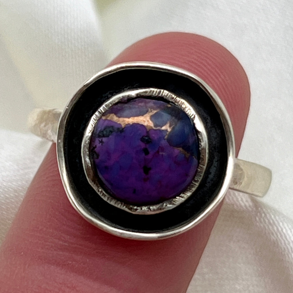 Copper Purple Turquoise Gemstone Ring: Size 9