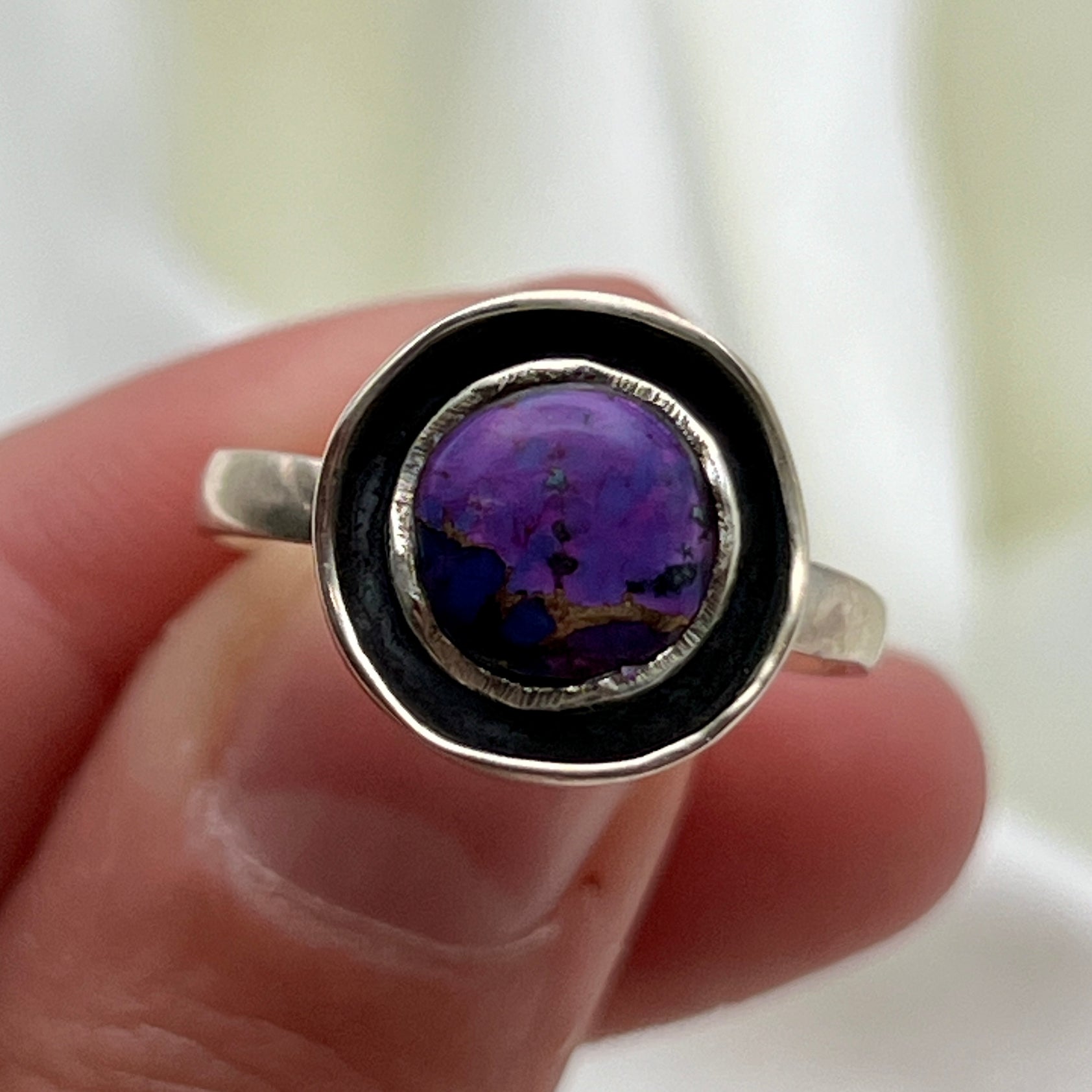 Copper Purple Turquoise Gemstone Ring: Size 9