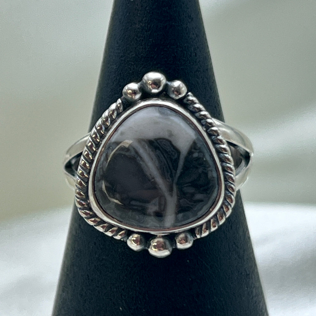 Mexican Cabbing Fossil Ring: Size 6