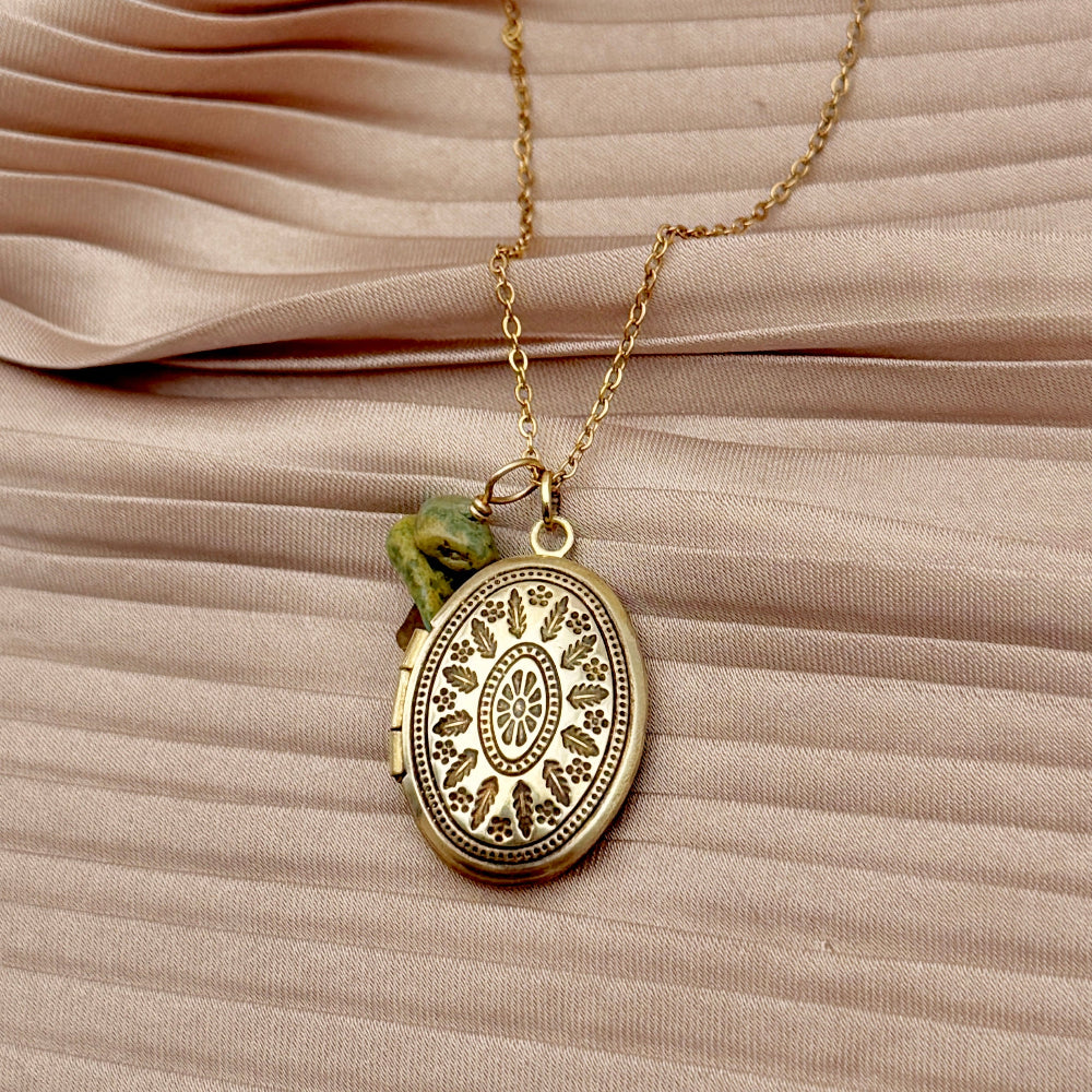 Capsule Locket Necklace (Turquoise)