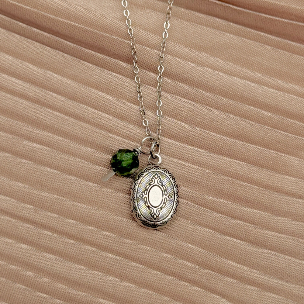 Capsule Locket Necklace (Emerald)