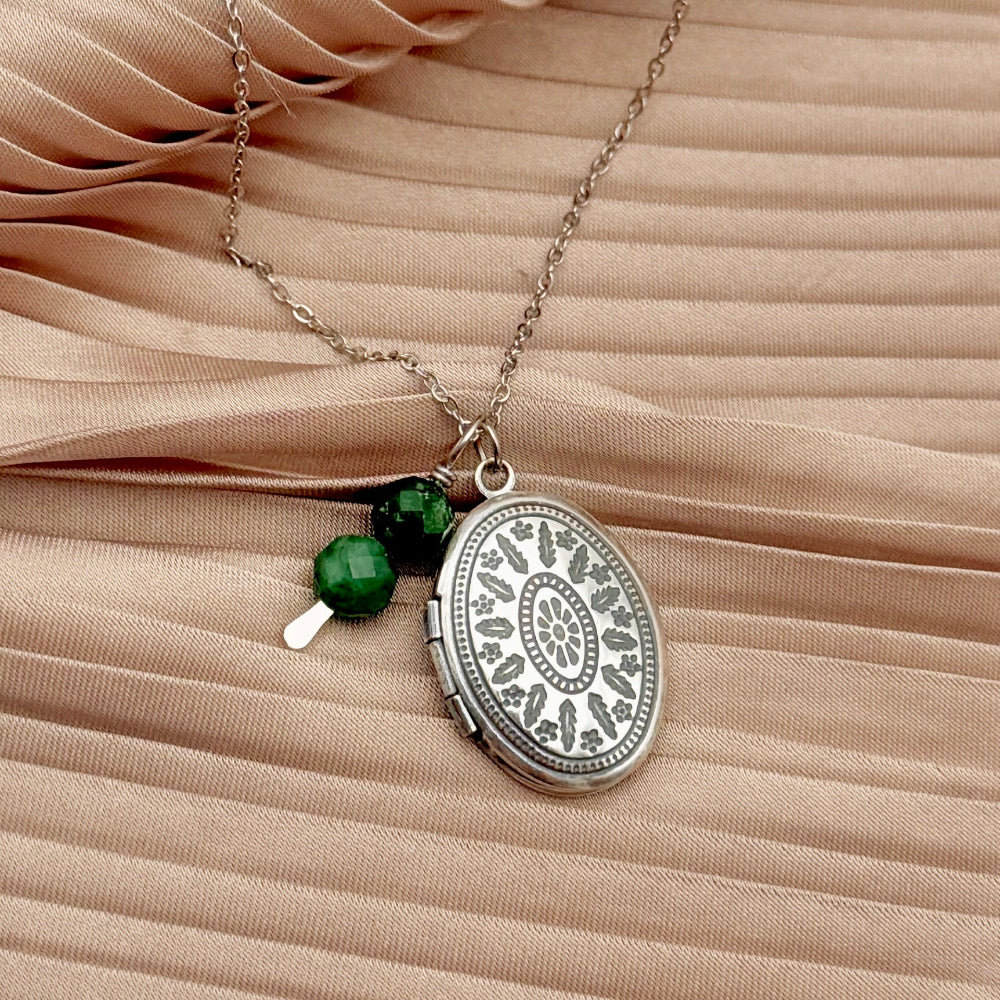 Capsule Locket Necklace (Emerald)