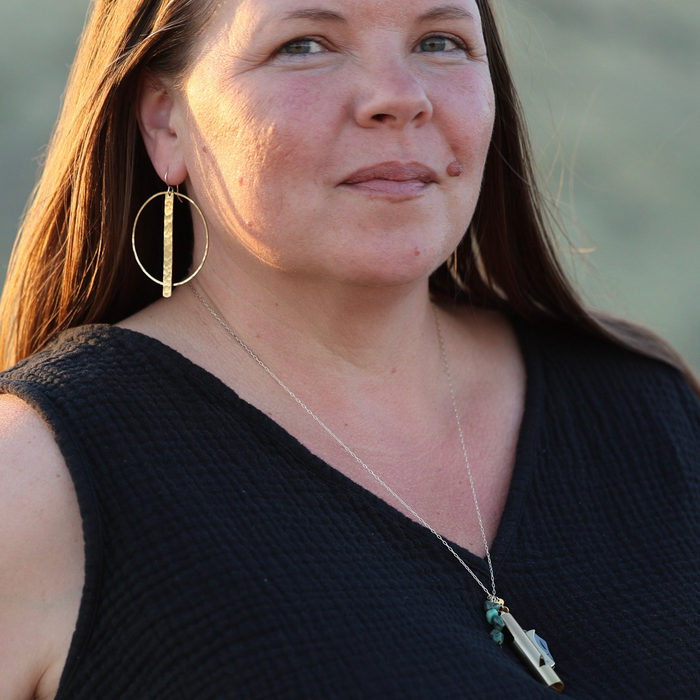 whistle mini pocketknife and turquoise bead stack necklace