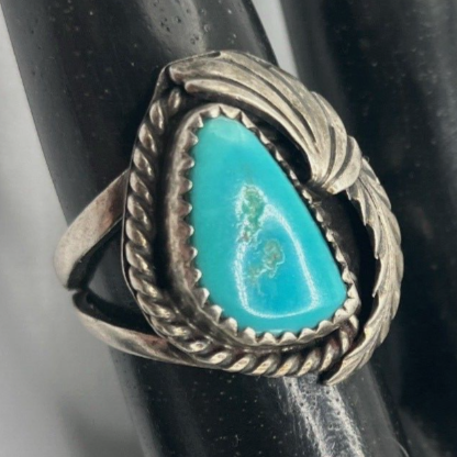 Navajo Vintage Sterling Silver Turquoise Ring  Size 5.5