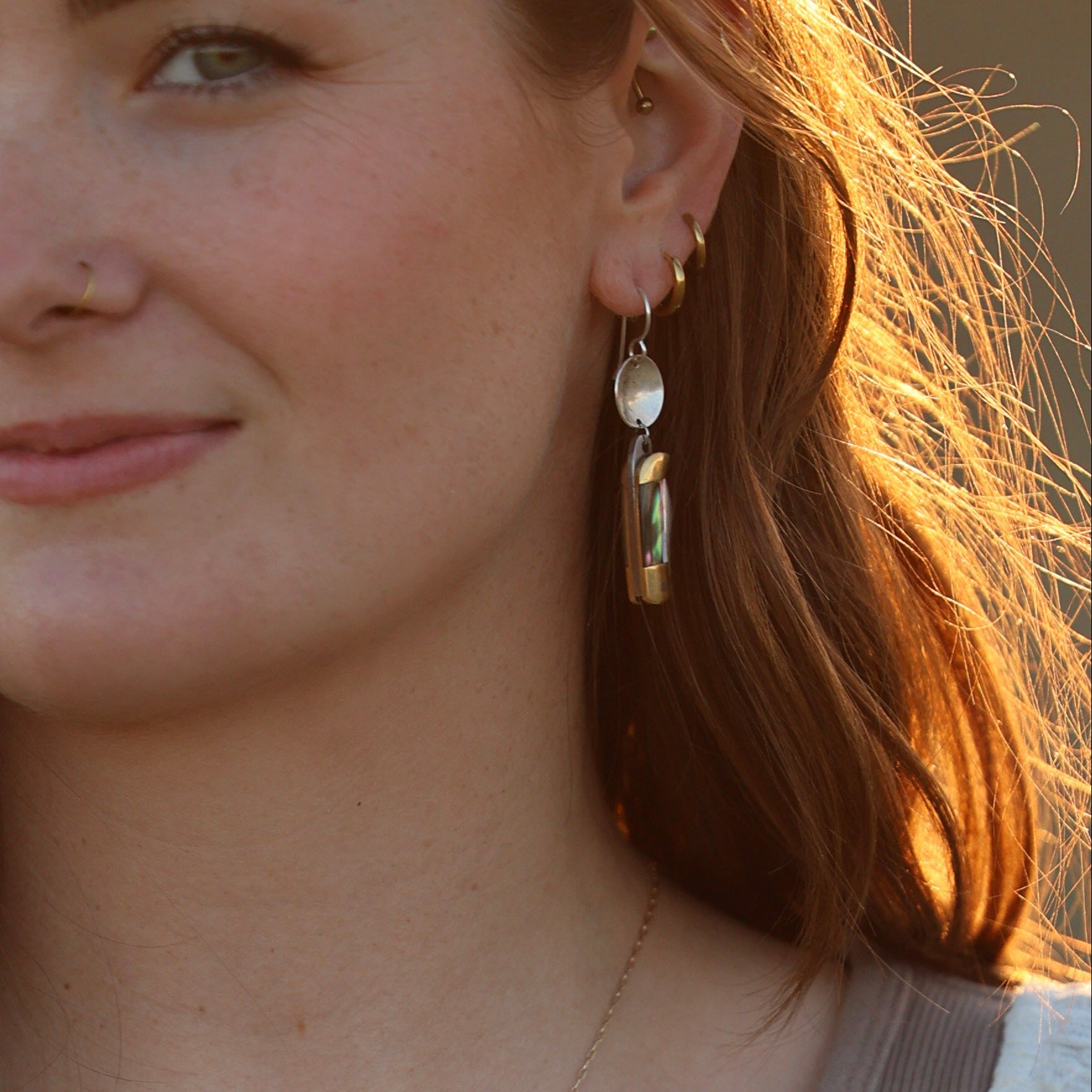 mini abalone pocketknife working earrings