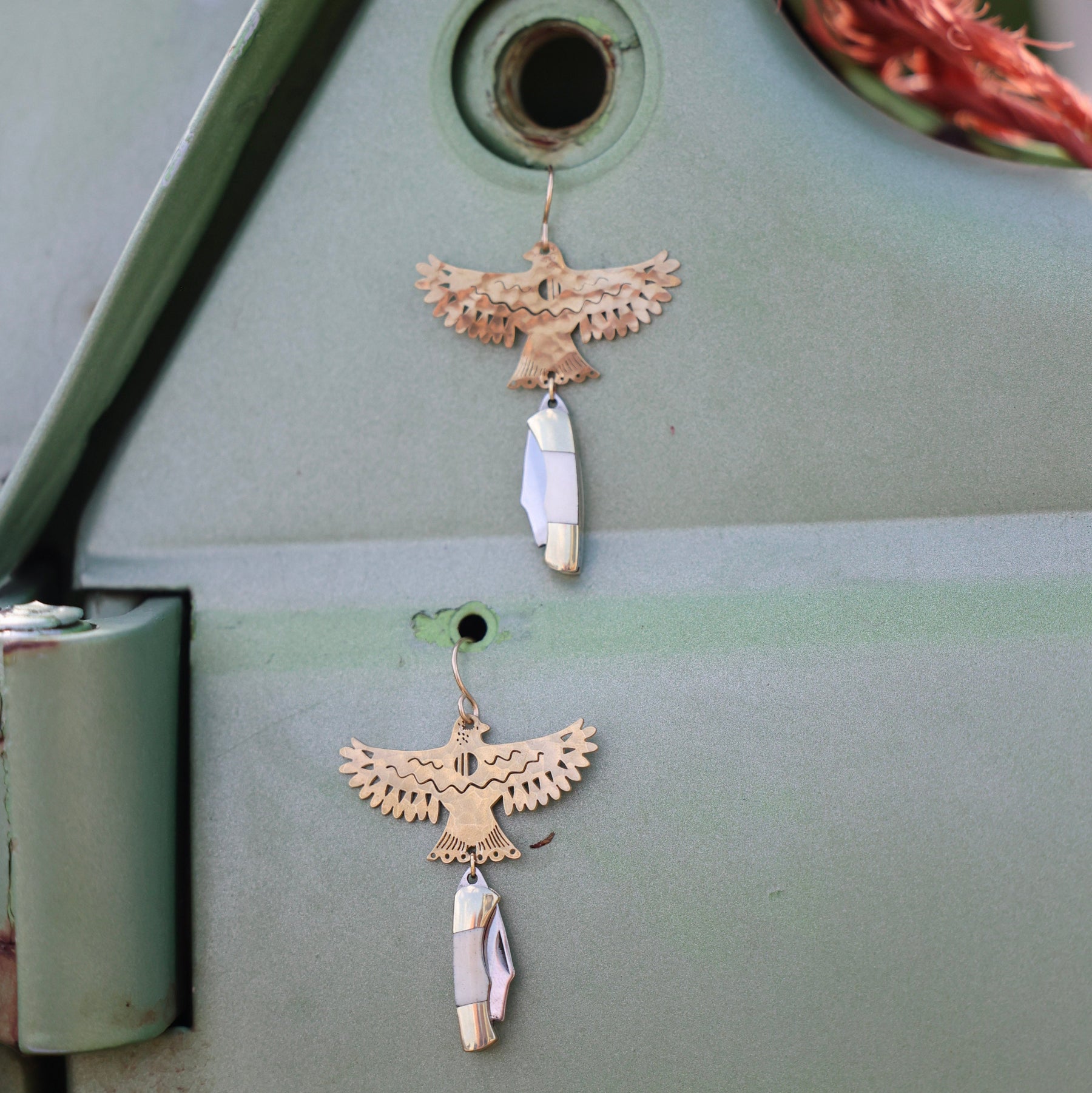 pocket knife earrings for collectors and outdoors lover