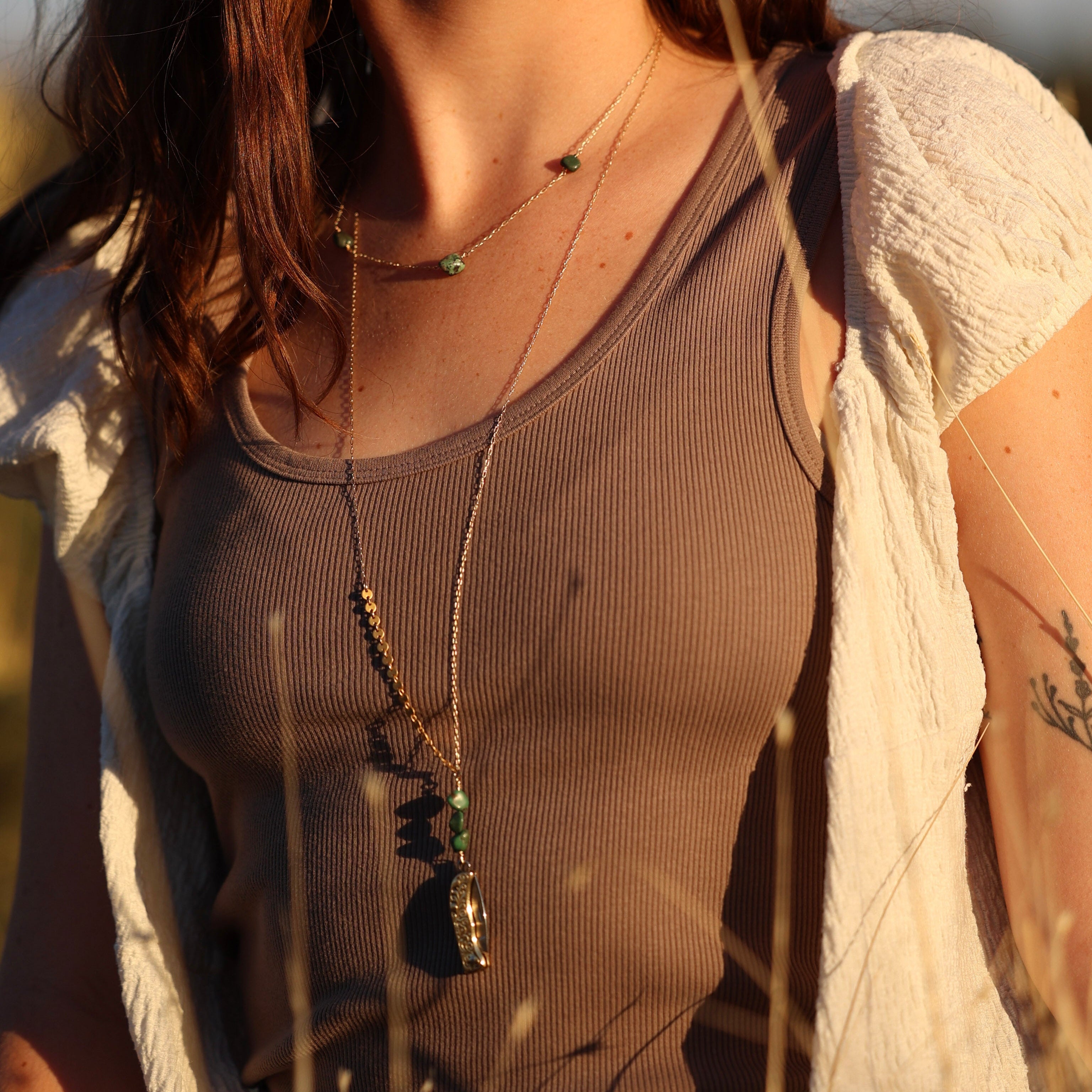 high desert working pocketknife necklace with turquoise beads