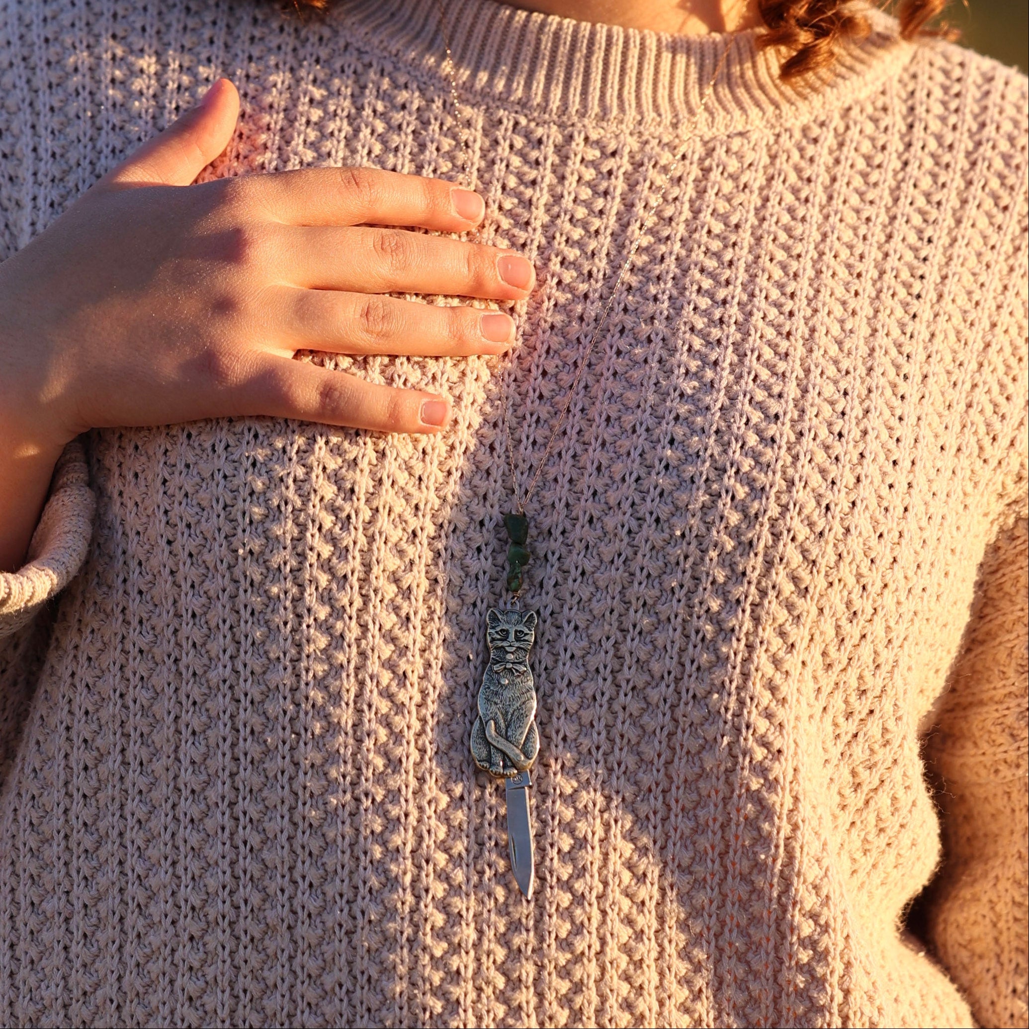 cat shaped working pocket knife for collectors feline