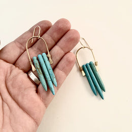 gold with turquoise Howlite earrings