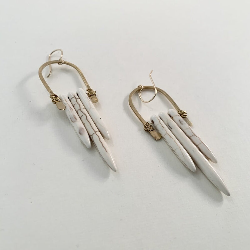 gold with white Howlite earrings