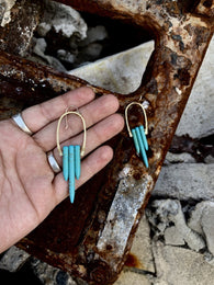 gold with turquoise Howlite earrings