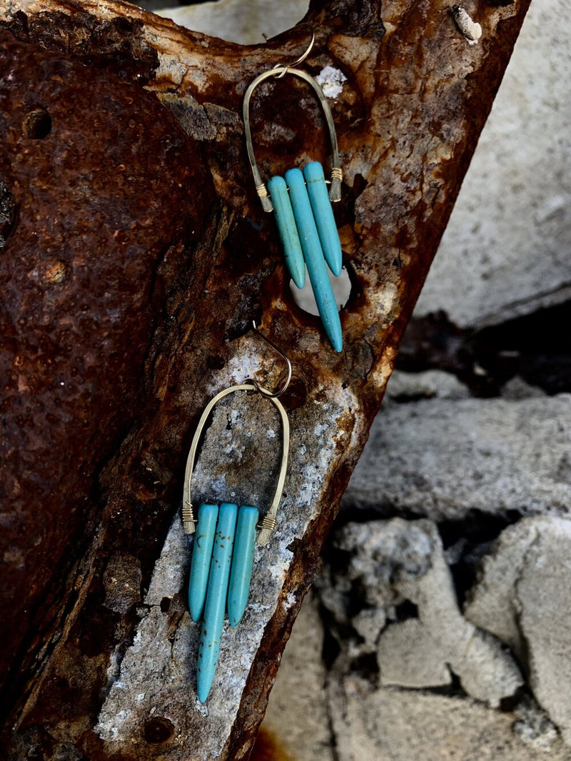 gold with turquoise Howlite earrings