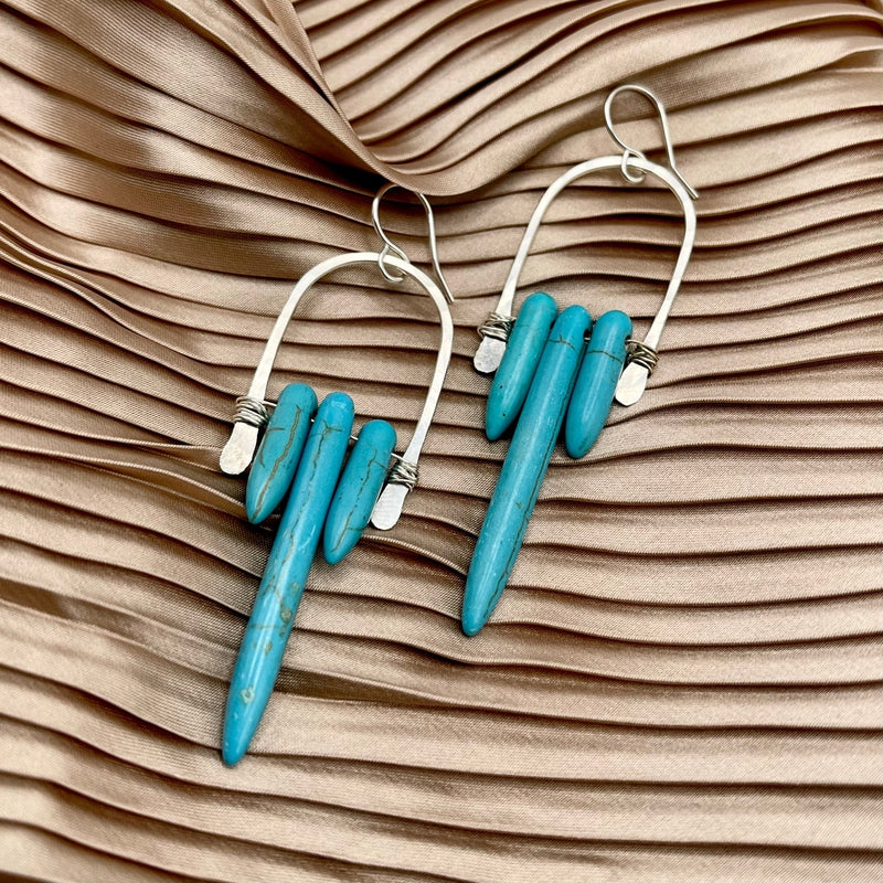 silver with turquoise Howlite earrings