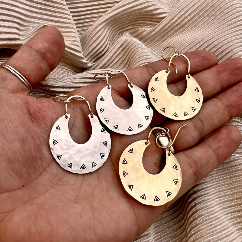 medium sized stamped brass earrings