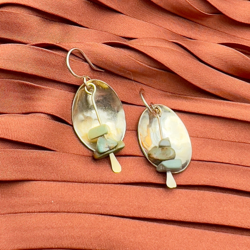 brass disc earrings with beads