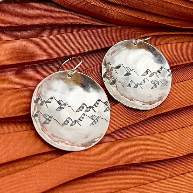 medium sized stamped brass disc earrings