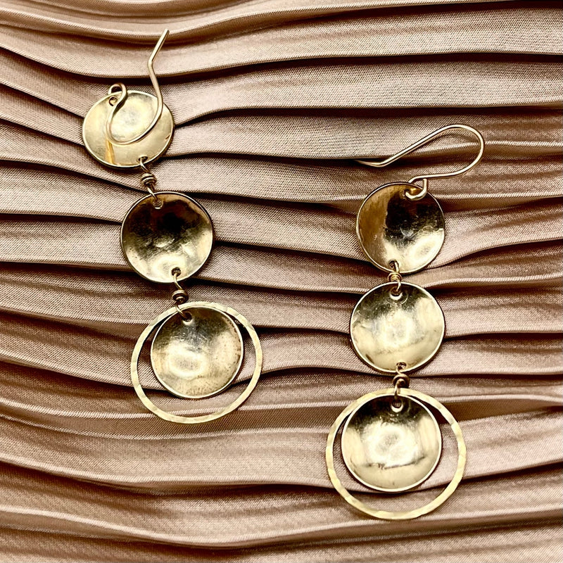 medium sized brass disc earrings