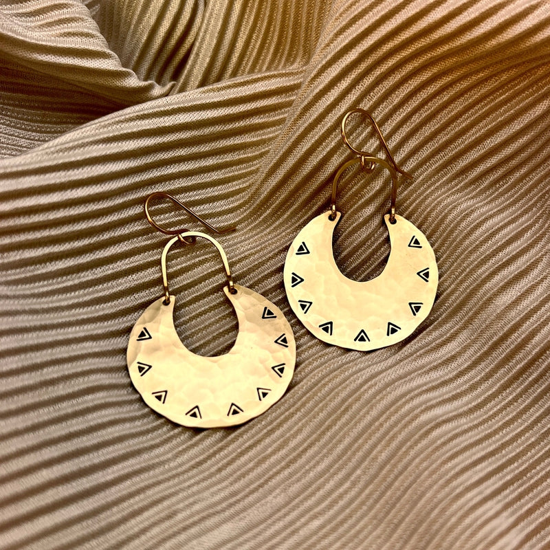 medium sized stamped brass earrings